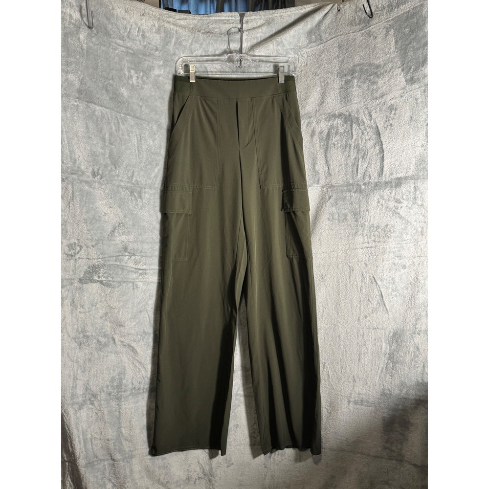 Athleta Olive Green Wide Leg Cargo Pants Tall Size 4 Tall Hiking Travel